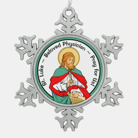 St. Luke, geliebter Arzt (RLS 08; MedVers.) Schneeflocken Zinn-Ornament (Vorderseite)