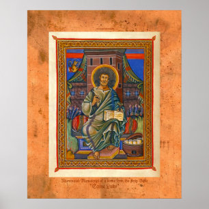 St Luke Illuminated Mittelalterliche Religiöse Kun Poster