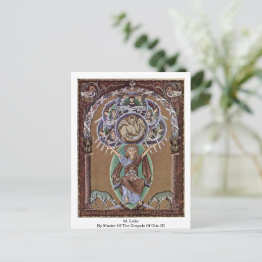 St. Luke vom Meister der Evangelien von Otto III. Postkarte (Stehend Vorderseite)