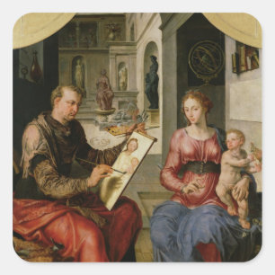 St Luke, welches die Jungfrau, c.1545 malt Quadratischer Aufkleber