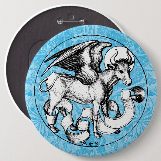 St. Luke's Emblem Winged Bull Button (Vorne & Hinten)
