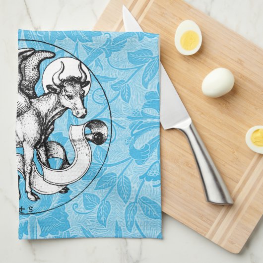 St. Luke's Emblem Winged Bull Geschirrtuch (Viertel Falte)