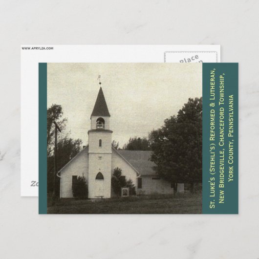 St. Luke's Reformed & Lutheran Church, York Co, PA Postkarte (Vorne/Hinten)