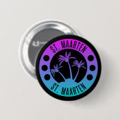 St. Maarten Blue Gradient Sint Martin Button (Vorne & Hinten)