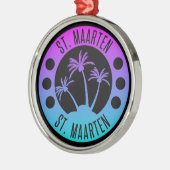 St. Maarten Blue Gradient Sint Martin Ornament Aus Metall (Links)