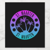 St. Maarten Blue Gradient Sint Martin Weinetikett (Einzelnes Label)