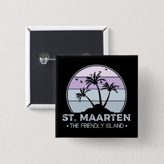 St. Maarten Das freundliche Retro der Insel Sint M Button (Vorne & Hinten)