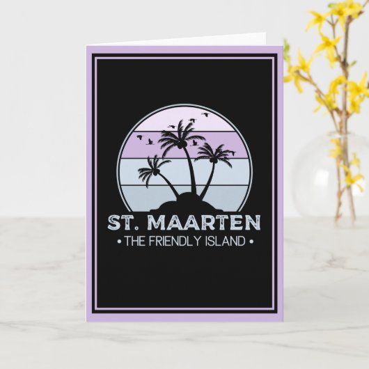 St. Maarten Das freundliche Retro der Insel Sint M Karte (Gelbe Blume)
