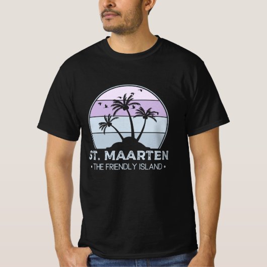 St. Maarten Das freundliche Retro der Insel Sint M T-Shirt (Vorderseite)
