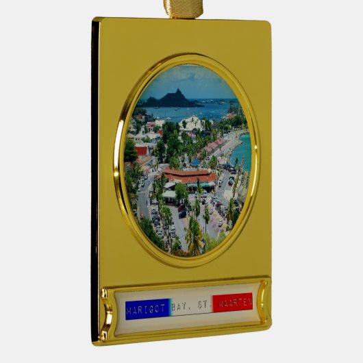 St. Maarten - Keramik Marigot Banner-Ornament Gold (Rechts)