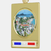 St. Maarten - Keramik Marigot Banner-Ornament Gold (Links)