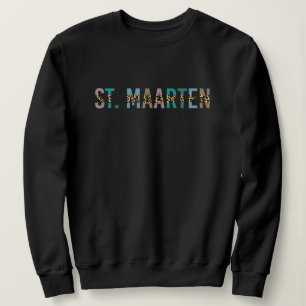 St. Maarten Leopard Drucktypografie Sint Martin Sweatshirt