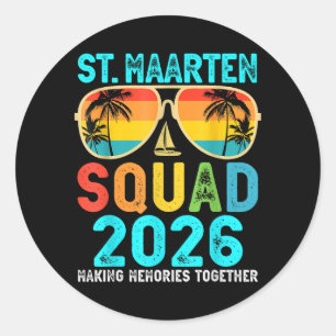 St Maarten-Mannschaft 2026 Urlaub Freund Familie Runder Aufkleber