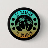 St. Maarten Ocean Aqua Blue Gradient Sint Martin Button (Vorderseite)