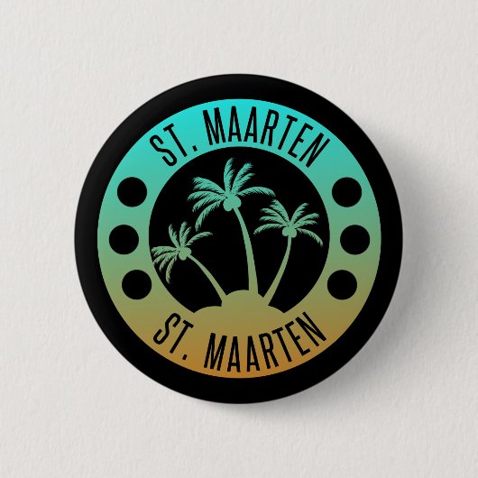 St. Maarten Ocean Aqua Blue Gradient Sint Martin Button (Vorderseite)