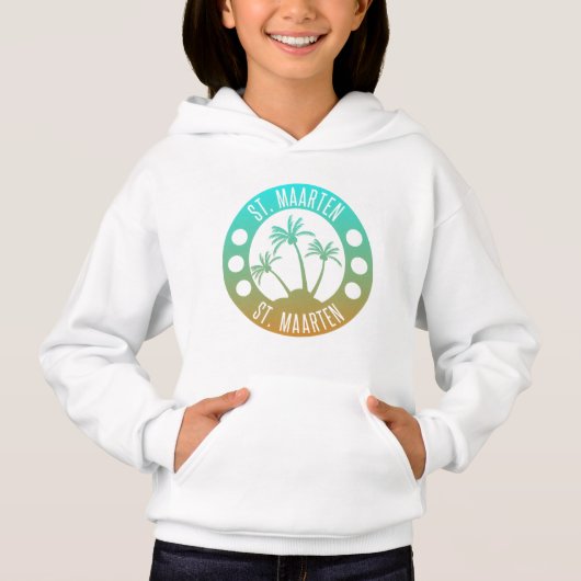 St. Maarten Ocean Aqua Blue Gradient Sint Martin Hoodie (Vorderseite)