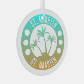 St. Maarten Ocean Aqua Blue Gradient Sint Martin Ornament Aus Glas (Vorderseite Rechts)