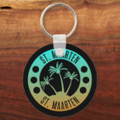 St. Maarten Ocean Aqua Blue Gradient Sint Martin Schlüsselanhänger (Vorderseite)