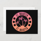 St. Maarten Pink und Coral Gradient Sint Martin Postkarte (Vorne/Hinten)