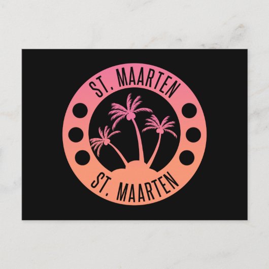 St. Maarten Pink und Coral Gradient Sint Martin Postkarte (Vorderseite)