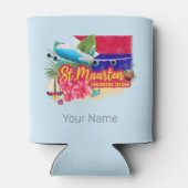 St. Maarten Retro Karibik Vintage Insel Flugzeug Dosenkühler (Rückseite)