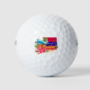 St. Maarten Retro Karibik Vintage Insel Flugzeug Golfball