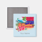 St. Maarten Retro Karibik Vintage Insel Flugzeug Magnet (Vorderseite/Rückseite)