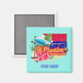 St. Maarten Retro Karibik Vintage Insel Flugzeug Magnet (Vorderseite/Rückseite)