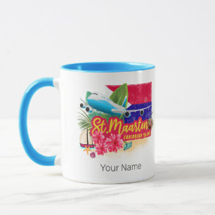St. Maarten Retro Karibik Vintage Insel Flugzeug Tasse