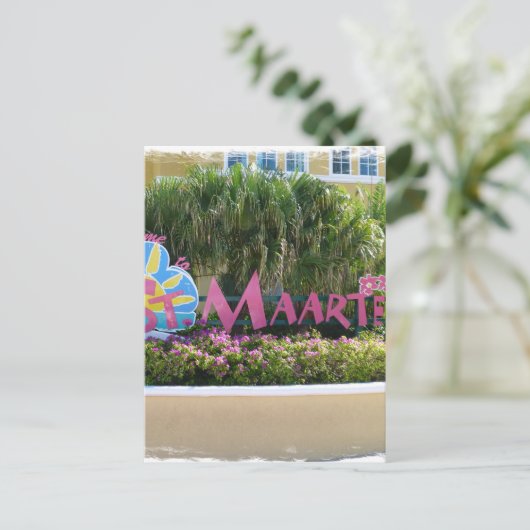 St. Maarten Sign Postkarte (Stehend Vorderseite)