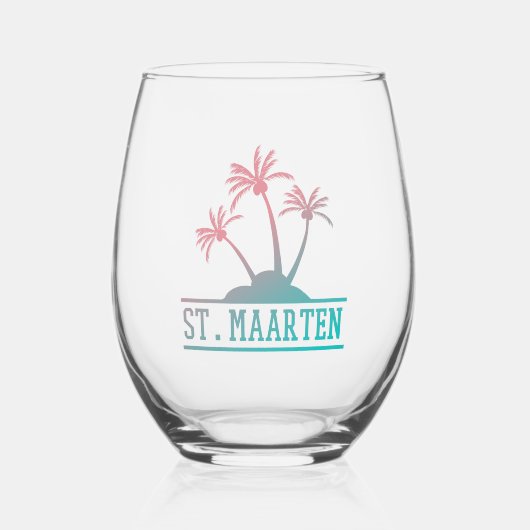 St. Maarten | Sint Martin Gradient Weinglas Ohne Stiel (Vorderseite)