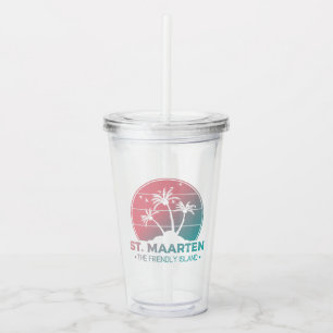 St. Maarten Sint Martin Retro Gradient Acryltrinkbecher