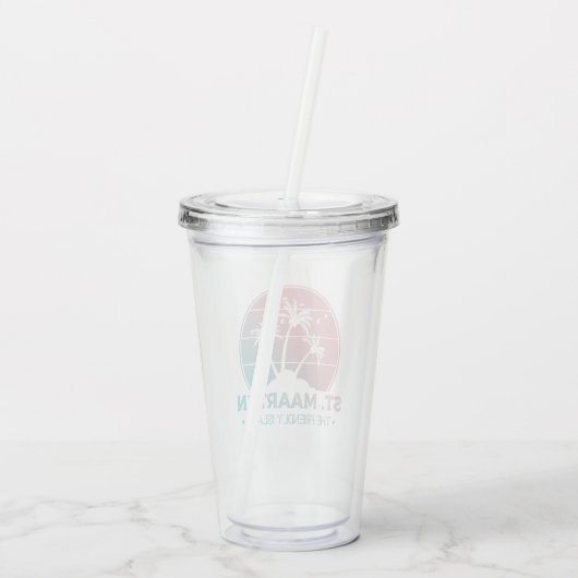 St. Maarten | Sint Martin Retro Gradient Acryltrinkbecher (Rückseite)