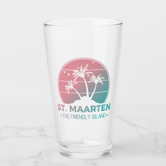 St. Maarten | Sint Martin Retro Gradient Glas (Vorderseite)