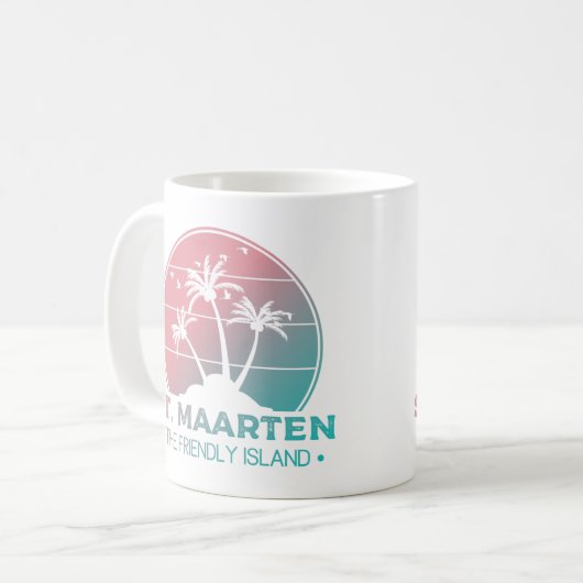 St. Maarten | Sint Martin Retro Gradient Kaffeetasse (Vorderseite Links)