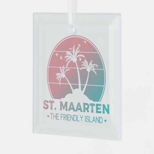 St. Maarten | Sint Martin Retro Gradient Ornament Aus Glas (Vorderseite links)