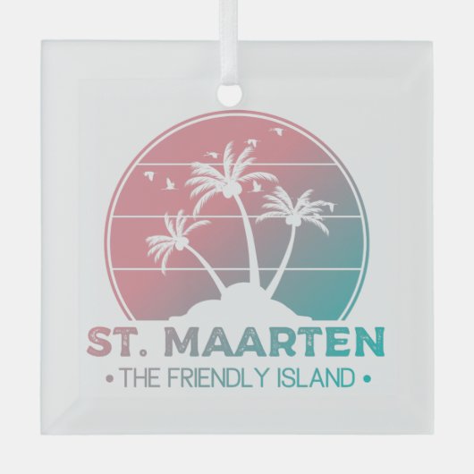 St. Maarten | Sint Martin Retro Gradient Ornament Aus Glas (Vorderseite)