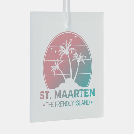 St. Maarten | Sint Martin Retro Gradient Ornament Aus Glas (Vorderseite Rechts)