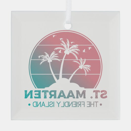 St. Maarten | Sint Martin Retro Gradient Ornament Aus Glas (Rückseite)