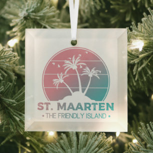 St. Maarten   Sint Martin Retro Gradient Ornament Aus Glas