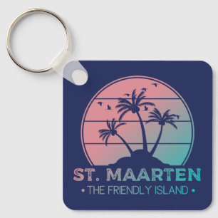 St. Maarten   Sint Martin Retro Gradient Schlüsselanhänger