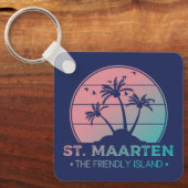St. Maarten | Sint Martin Retro Gradient Schlüsselanhänger (Vorderseite)