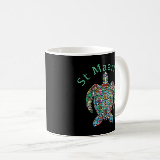 St Maarten Tribal Turtle Kaffeetasse (VorderseiteRechts)