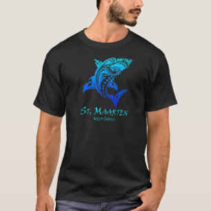 St Maarten West Indies Vintag Retro Tribal Shark T-Shirt
