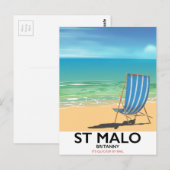St Malo, Britanny Beach Poster Postkarte (Vorne/Hinten)