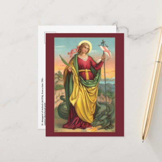 St. Margaret mit dem Banner Drache und Auferstehun Postkarte (Vorderseite/Rückseite Beispiel)