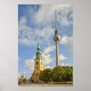 St. Marienkirche, Berlin, Deutschland, Fernsehturm Poster