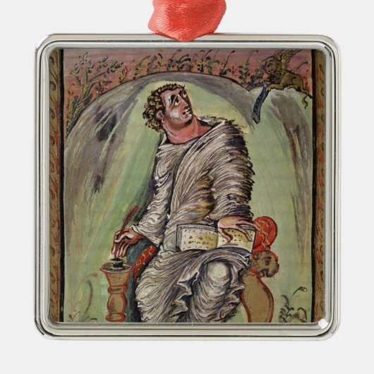 St Mark an seinem Schreibtisch Ornament Aus Metall (Vorne)