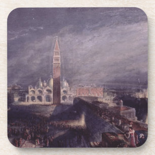 St Mark Platz, Venedig (Mondschein) graviert durch Getränkeuntersetzer