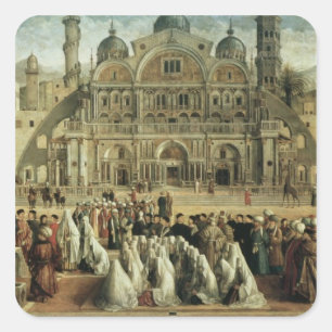 St. Mark Preaching in Alexandria, Ägypten, 1504-07 Quadratischer Aufkleber